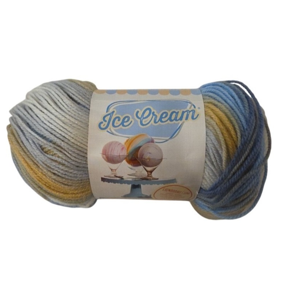 Lion Brand Ice Cream Yarn Butter Pecan 238H Blue Tan Cream Acrylic 394 Yards